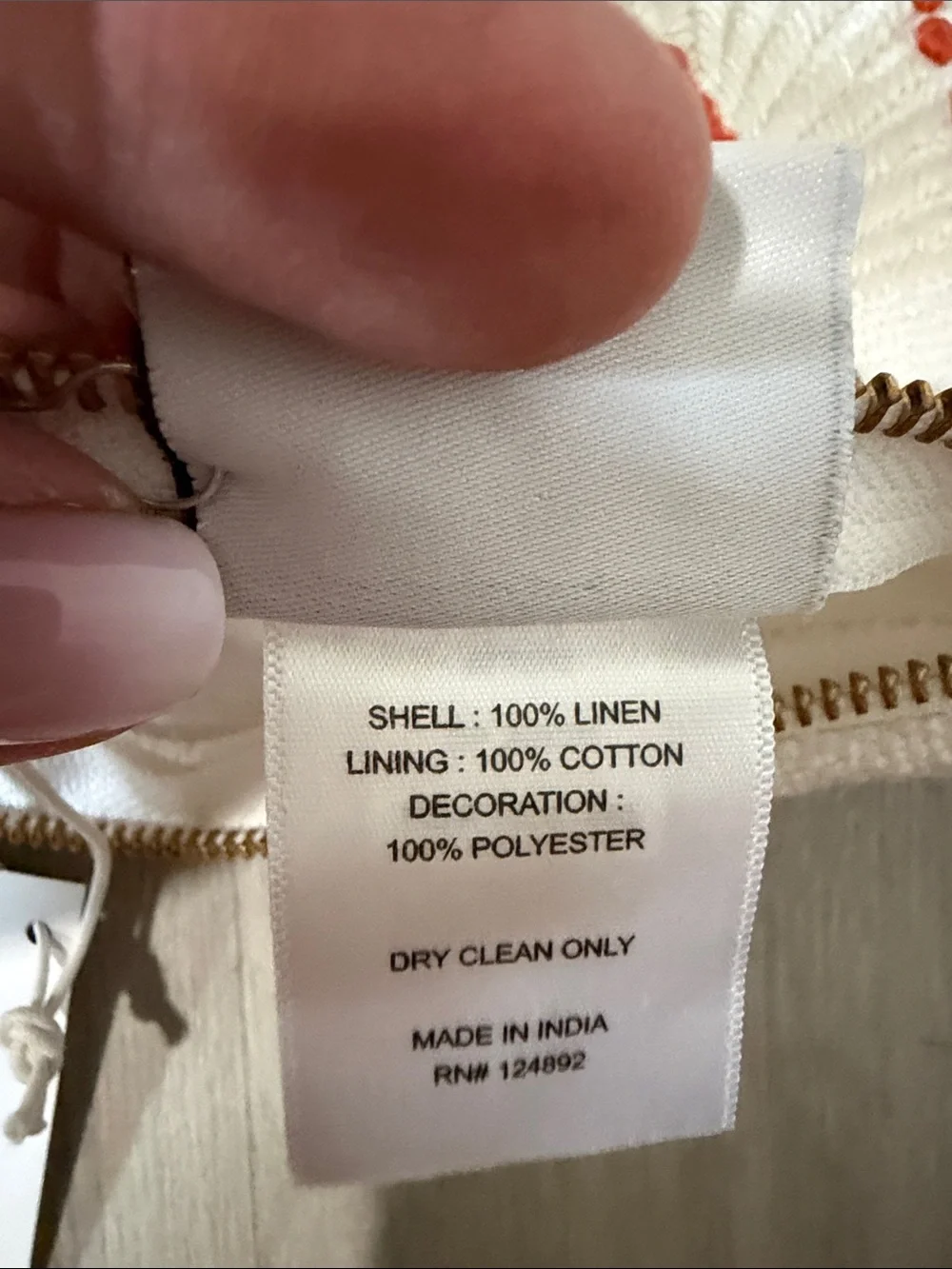 NWT Serena & Lily White Pillow Cover with Gold Zipper